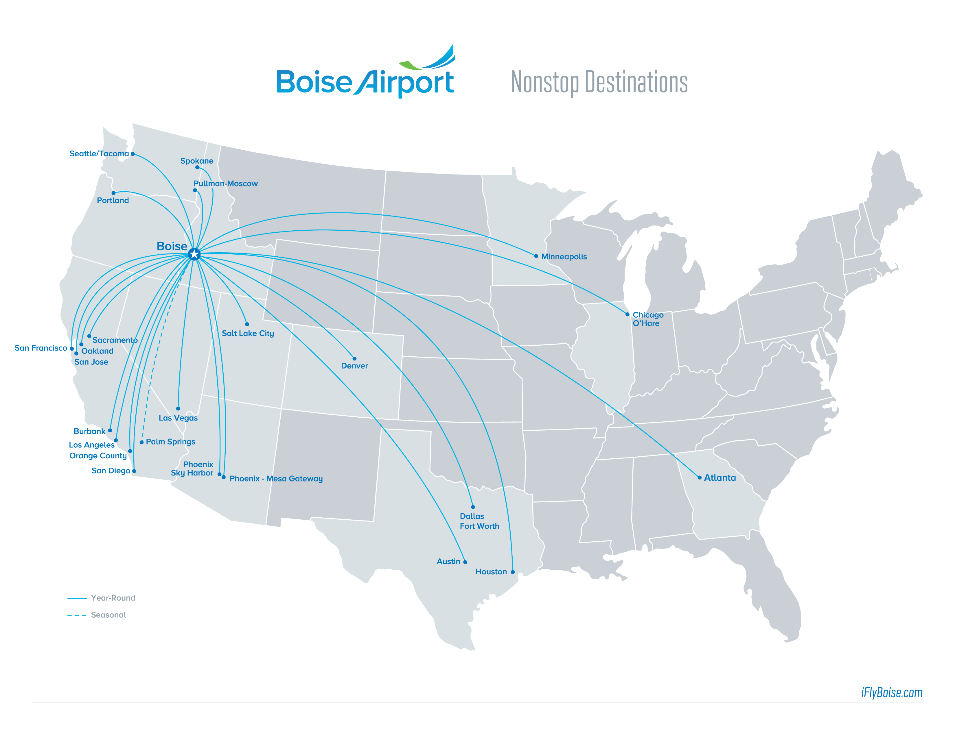 Nonstop flights from the Boise Airport